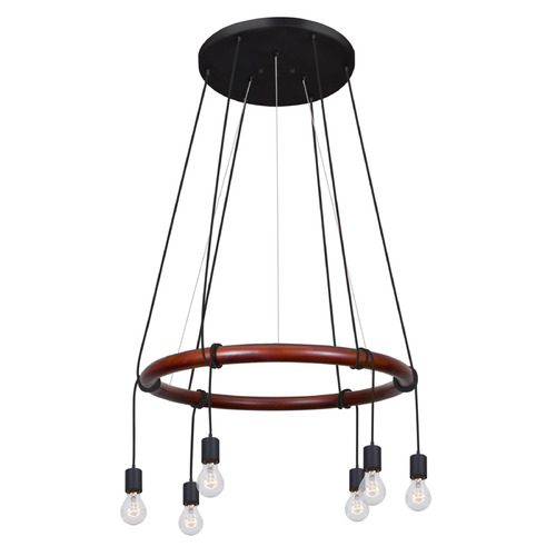 Besa Lighting Cirque 120v Black & Stained Real Wood Multi-Light Pendant