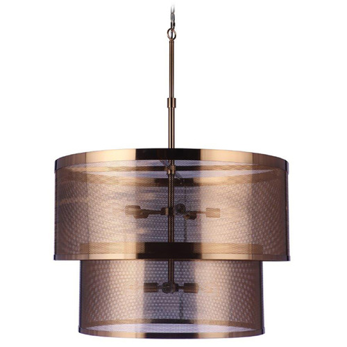Craftmade Lighting Craftmade Lighting Mesh Satin Brass Pendant Light with Drum Shade 58999-SB