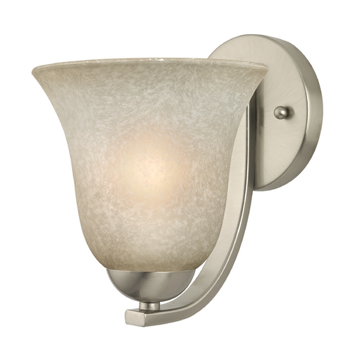 Sconce with Caramel Glass in Satin Nickel Finish