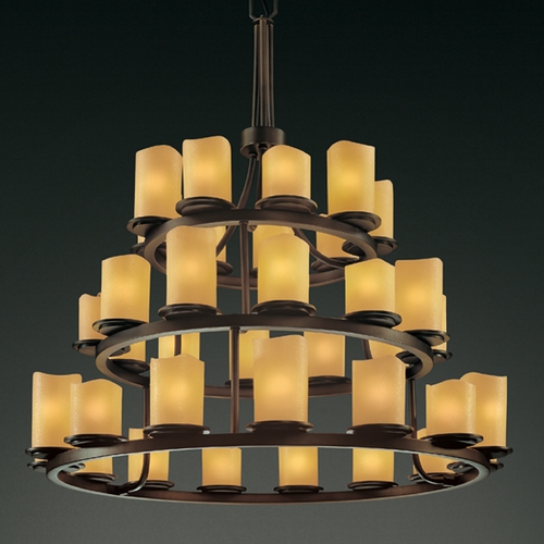 Justice Design Group Justice Design Candlearia 3-Tier 36-Light Chandelier in Dark Bronze CNDL-8712-14-AMBR-DBRZ