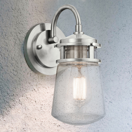 Seeded Glass Outdoor Wall Light Brushed Aluminum by Kichler Lighting