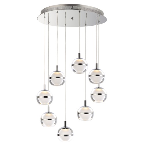 Swank 8-Light LED Pendant in Polished Chrome by ET2 Lighting