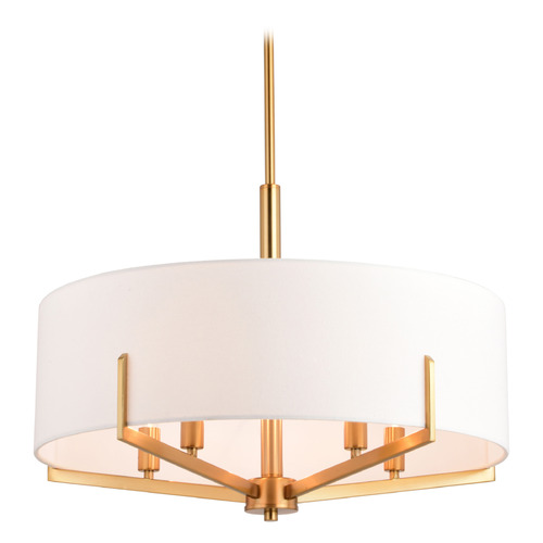 Vaxcel Lighting Surrey Natural Brass Pendant Light with Drum Shade