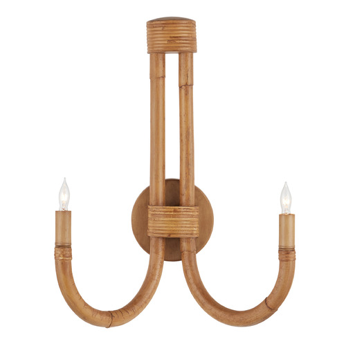 Currey and Company Samsara Natural Rattan & Saddle Tan Sconce