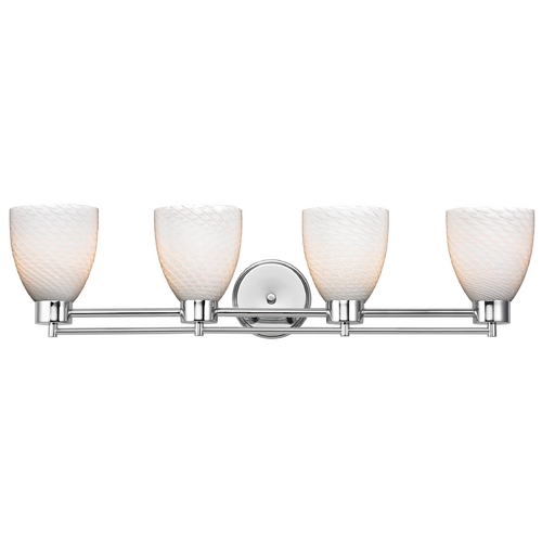 Design Classics Lighting Modern Bathroom Light with White Glass in Chrome Finish 704-26 GL1020MB