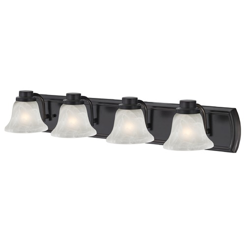 Design Classics Lighting Alabaster Glass 4-Light Bathroom Light in Bronze 1204-36 GL1032-ALB