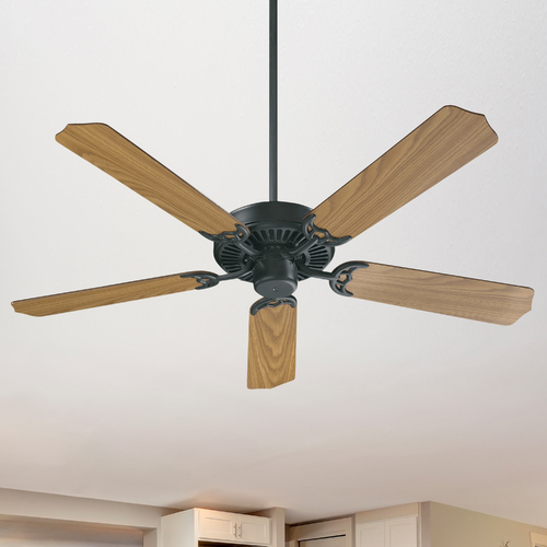 Quorum 52-Inch Capri Matte Black with Medium Oak/Walnut Blades