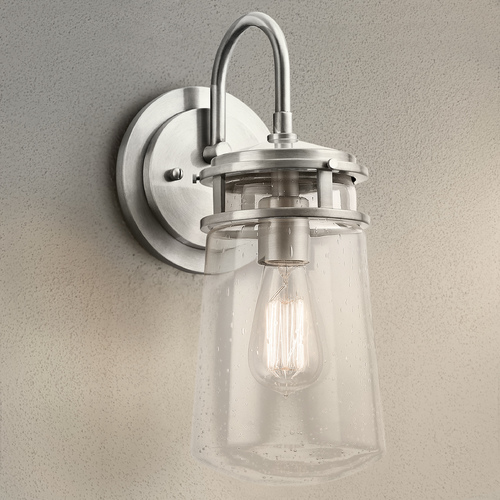 Kichler Lighting Seeded Glass Outdoor Wall Light Brushed Aluminum by Kichler Lighting 49445BA