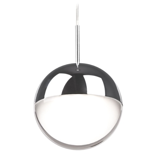 Kuzco Lighting Modern Chrome LED Mini Pendant with Frosted Shade 3000K 300LM by Kuzco Lighting 402801CH-LED