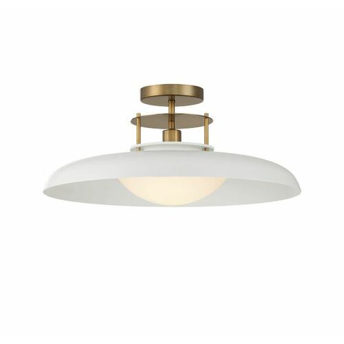 Gavin Semi-Flush Mount in Warm Brass & White by Savoy House