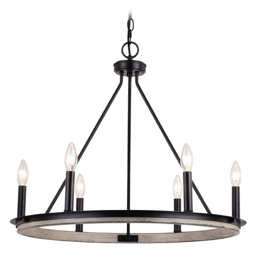 Vaxcel Lighting Russel Matte Black & Weathered Gray Chandelier
