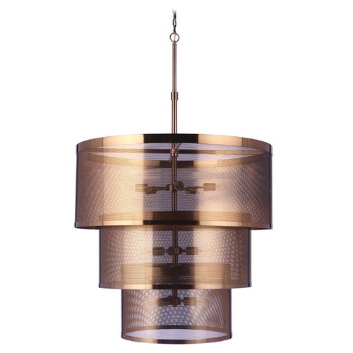 Craftmade Lighting Craftmade Lighting Mesh Satin Brass Pendant Light with Drum Shade 58992-SB
