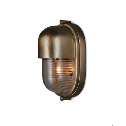 Maritime Brass Outdoor Wall Sconce in Antique Brass by Currey & Co