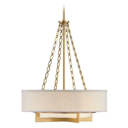 Savoy House Lighting Brentwood Warm Brass Pendant Light with Drum Shade