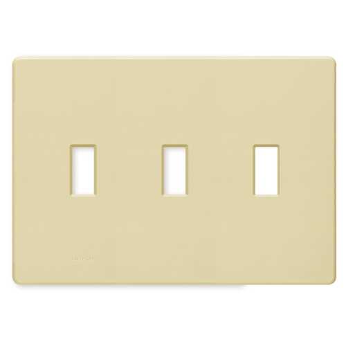 Lutron Dimmer Controls Traditional 3-Gang Wallplate in Ivory FW-3-IV
