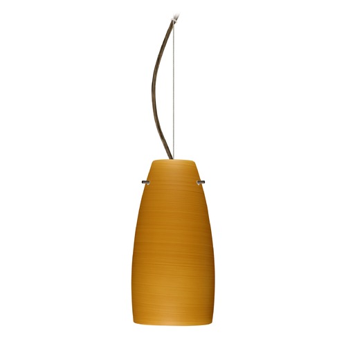 Besa Lighting Tao Bronze LED Mini-Pendant Light with Oblong Shade