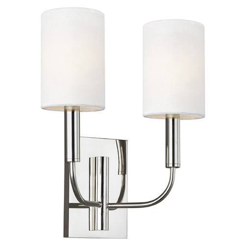 ED Ellen Degeneres Brianna Polished Nickel Double Sconce with White Linen Shade