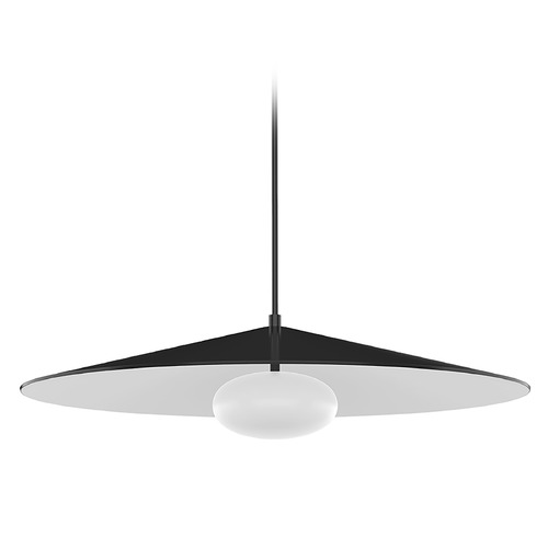 Kuzco Lighting Cruz 24-Inch LED Pendant in Black with White Interior & Opal Glass PD22824-BK/WH