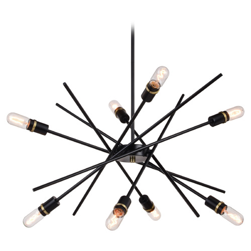 Vaxcel Lighting Vaxcel Lighting Halsted Black & Satin Brass Pendant Light P0391