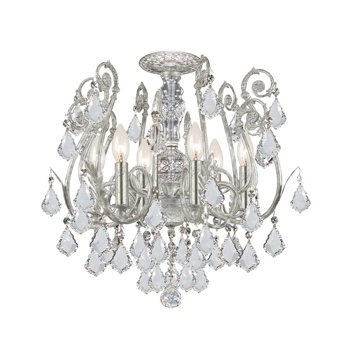 Crystorama Lighting Crystal Semi-Flushmount Light in Olde Silver Finish 5115-OS-CL-MWP