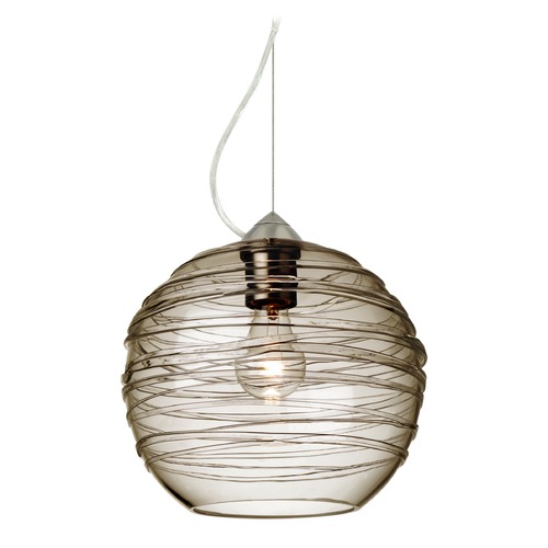 Besa Lighting Wave Satin Nickel Pendant Light with Globe Shade