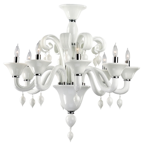 Cyan Design Cyan Design Treviso Chrome with White Chandelier 6496-8-14