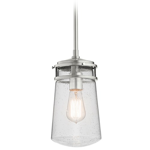 Kichler Lighting Seeded Glass Outdoor Hanging Light Brushed Aluminum by Kichler Lighting 49447BA