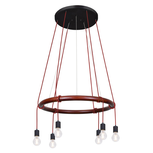 Besa Lighting Besa Lighting Cirque 120v Black & Stained Real Wood LED Multi-Light Pendant CIRQUE-120V-EDIL-RD