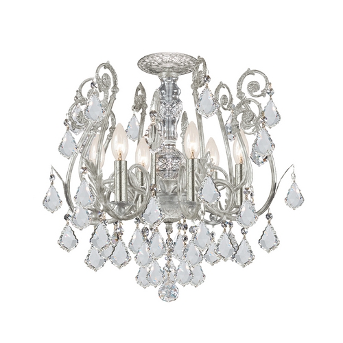 Crystorama Lighting Crystal Semi-Flushmount Light in Olde Silver Finish 5115-OS-CL-S