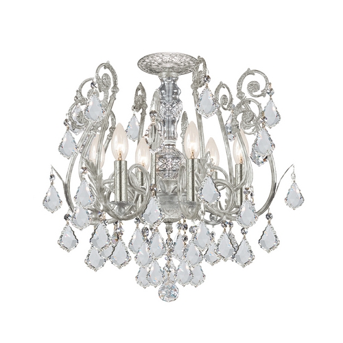 Crystorama Lighting Regis Crystal Semi-Flush Mount in Olde Silver by Crystorama Lighting 5115-OS-CL-S