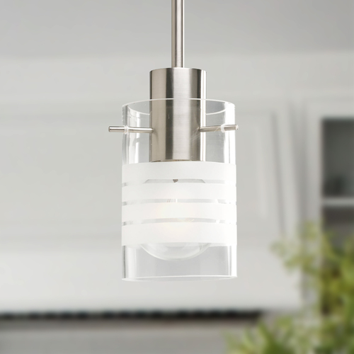 Progress Lighting Modern Mini Pendant in Brushed Nickel by Progress Lighting P5158-09