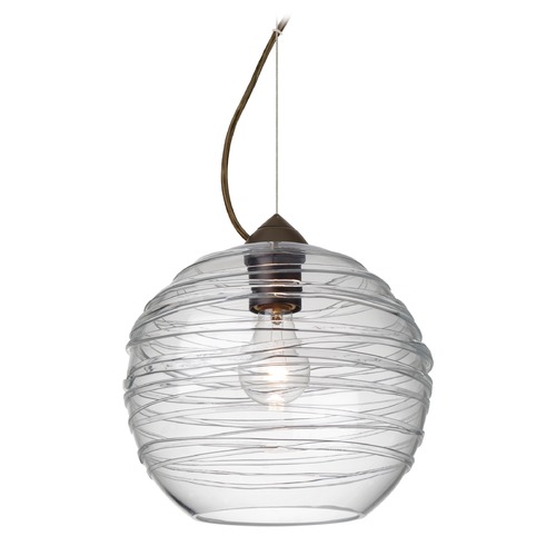 Besa Lighting Wave Bronze Pendant Light with Globe Shade