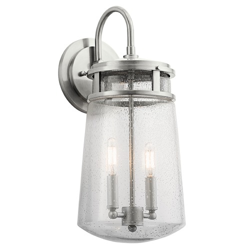 Kichler Lighting Seeded Glass Outdoor Wall Light Brushed Aluminum by Kichler Lighting 49496BA