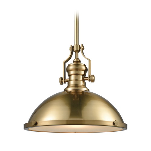 Elk Lighting Elk Lighting Chadwick Satin Brass Pendant Light with Bowl / Dome Shade 66598-1
