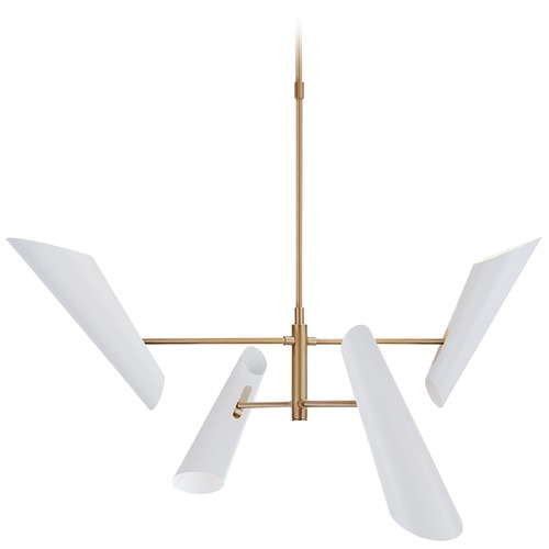 Visual Comfort Signature Collection Aerin Franca Pivoting Chandelier in Antique Brass by Visual Comfort Signature ARN5410HABWHT