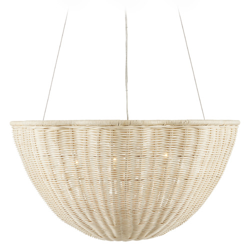 Currey and Company Lighting Currey and Company Telos Pendant Bleached Natural & Vanilla Pendant Light with Bowl / Dome Shade 9000-0993