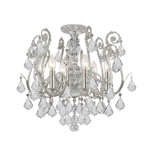 Crystorama Lighting Crystal Semi-Flushmount Light in Olde Silver Finish 5115-OS-CL-SAQ