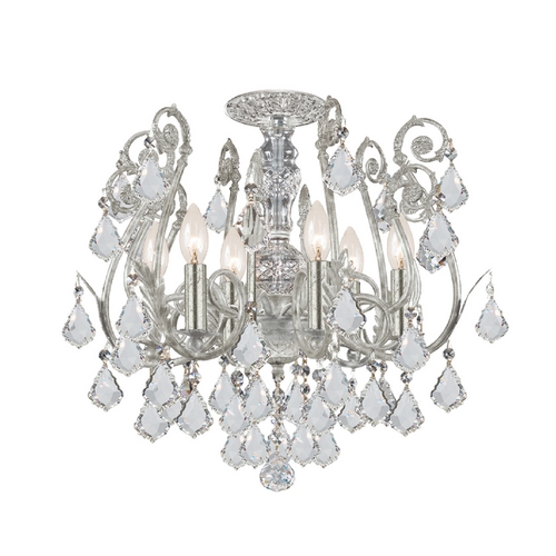 Crystorama Lighting Regis Crystal Semi-Flush Mount in Olde Silver by Crystorama Lighting 5115-OS-CL-SAQ