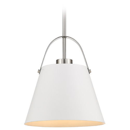 Z-Lite Z-Studio Matte White & Brushed Nickel Pendant by Z-Lite 726P-MW+BN