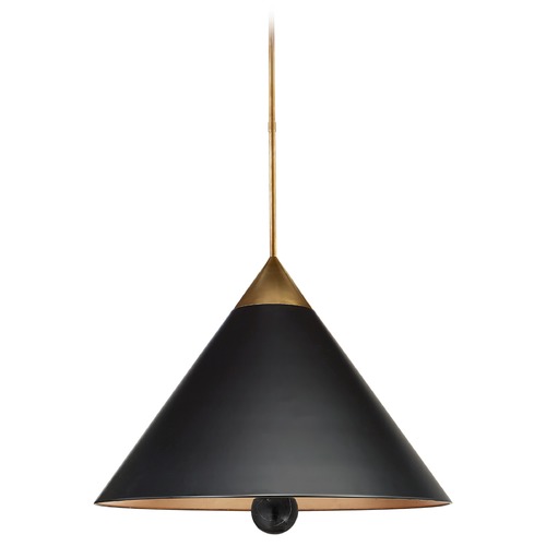 Visual Comfort Signature Collection Kelly Wearstler Cleo Pendant in Brass & Black Marble by Visual Comfort Signature KW5515ABBMBLK