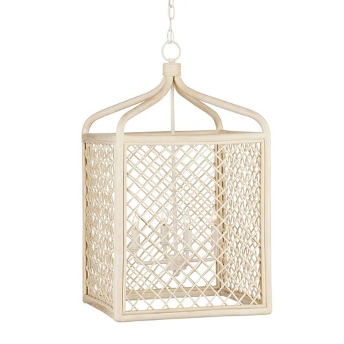 Wanstead Lantern in Bleached Natural & Antique Pearl by Currey & Co