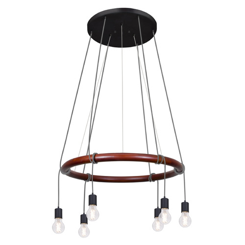 Besa Lighting Besa Lighting Cirque 120v Black & Stained Real Wood LED Multi-Light Pendant CIRQUE-120V-EDIL-SL