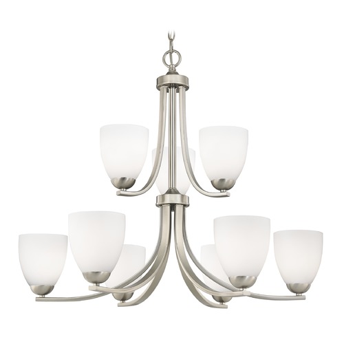 Design Classics Lighting Dalton 9-Light Chandelier in Satin Nickel with Shiny Opal Glass 586-09 GL1024MB