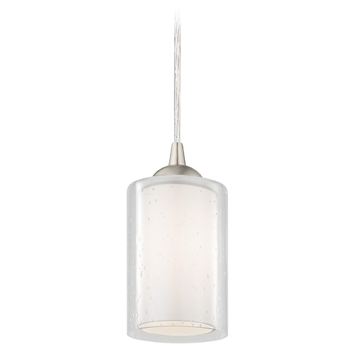 Gala Mini Pendant in Satin Nickel with Frosted and Seeded Glass