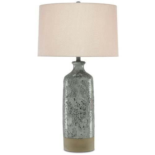 Currey and Company Lighting Currey and Company Stargazer Celadon Crackle / Gray Table Lamp with Drum Shade 6000-0208