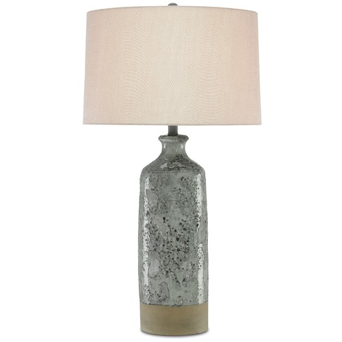Currey and Company Stargazer Celadon Crackle / Gray Table Lamp with Drum Shade