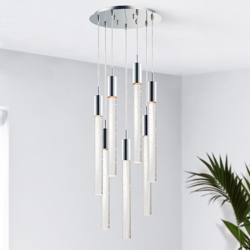 Big Fizz 7-Light LED Pendant in Polished Chrome by ET2 Lighting