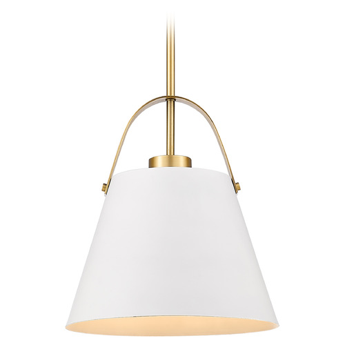 Z-Lite Z-Studio Matte White & Heritage Brass Pendant by Z-Lite 726P-MW+HBR