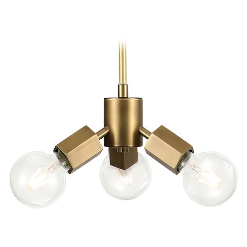 Hexa 9.38-Inch Vintage Brass Mini Pendant by Alora Lighting