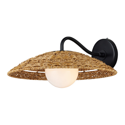 Currey and Company Barbary Natural All-Weather Wicker & Black Outdoor Wall Light